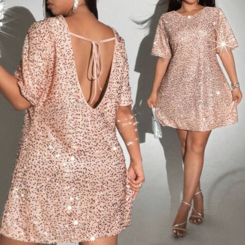 SHEIN Rose gold, mini dress, shows some back / never worn